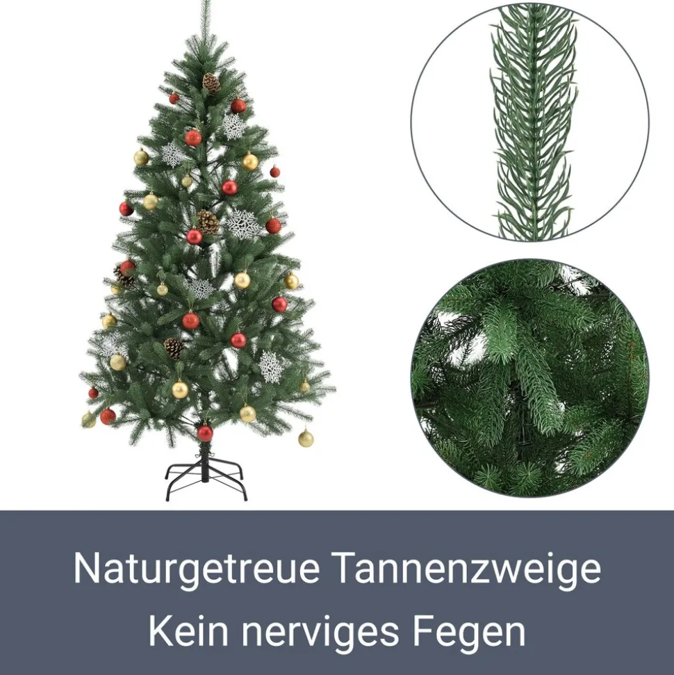 Juskys Weihnachtsbaum Talvi 180 cm hoch – künstlicher Tannenbaum aus PE-Kunststoff mit Metallständer