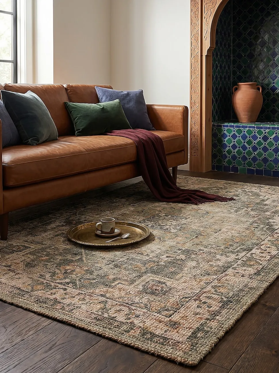 Jute-Teppich Orient Braun-Grün 120 x 170 cm - DEEPE | Kadima Design