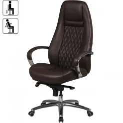 KADIMA DESIGN Chefsessel MADRID Echtleder, ergonomisch, Aluminium-Fußkreuz, bis 120 kg, 8 Stunden Sitzdauer