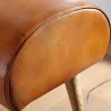 KADIMA DESIGN Echtleder Sitzhocker aus Massivholz, Braun, 45x53x40 cm, 120 kg Belastbarkeit.