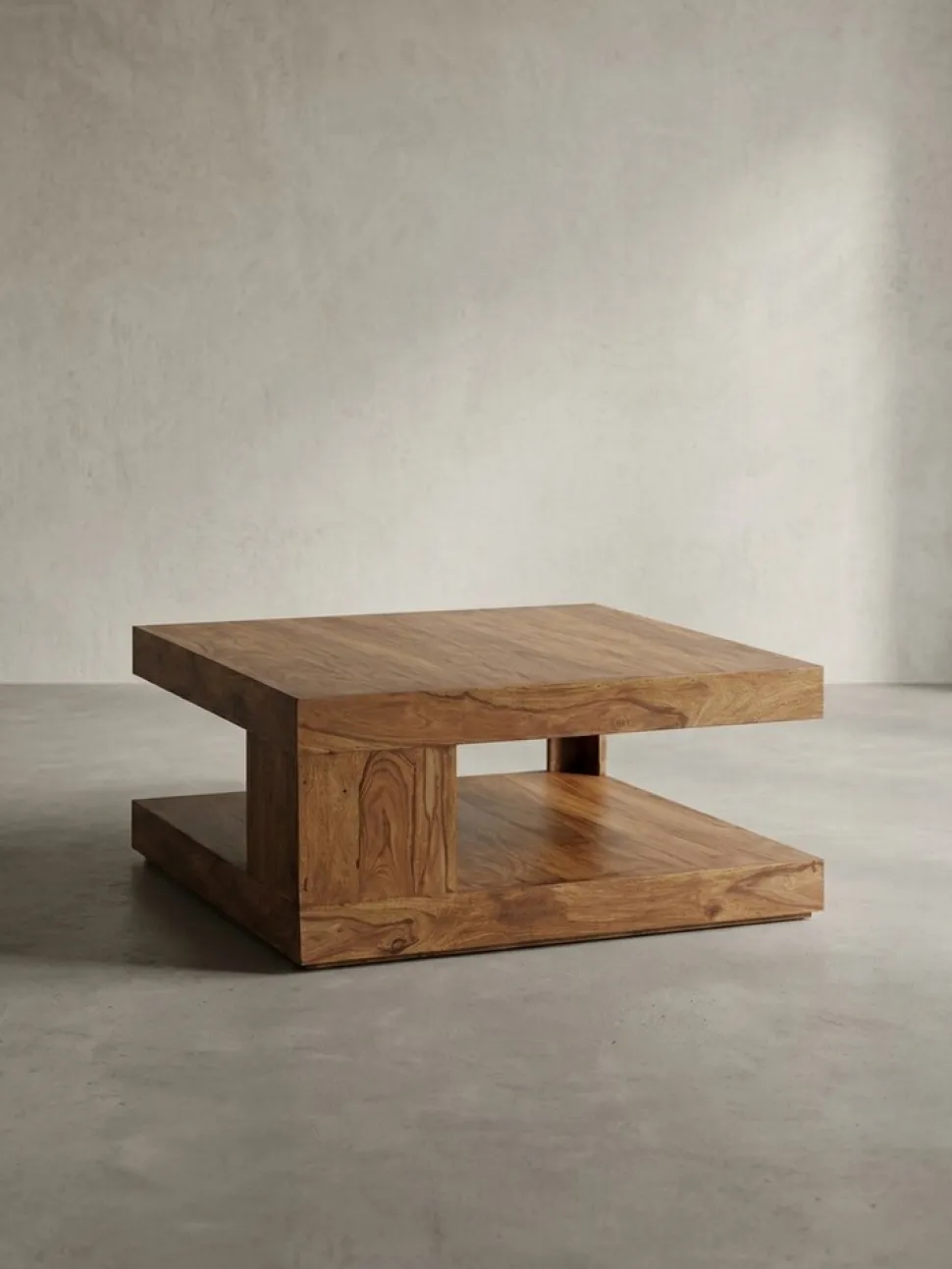 KADIMA DESIGN Sheesham Wohnzimmertisch Massiv, Quadratisch, 90x90 cm, Einzigartiges Unikat