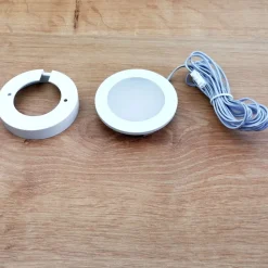 kalb | 3er Set LED Einbauspot Unterbauspot Aluminium Weiß 12VDC 3 Watt Warmweiß 6,3 cm Ø Einbaustrahler für Möbel inkl. Aufsatzring