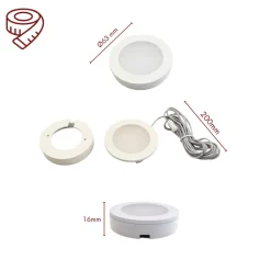 kalb | 3er Set LED Einbauspot Unterbauspot Aluminium Weiß 12VDC 3 Watt Warmweiß 6,3 cm Ø Einbaustrahler für Möbel inkl. Aufsatzring