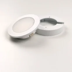 kalb | 3er Set LED Einbauspot Unterbauspot Aluminium Weiß 12VDC 3 Watt Warmweiß 6,3 cm Ø Einbaustrahler für Möbel inkl. Aufsatzring