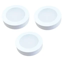 kalb | 3er Set LED Einbauspot Unterbauspot Aluminium Weiß 12VDC 3 Watt Warmweiß 6,3 cm Ø Einbaustrahler für Möbel inkl. Aufsatzring
