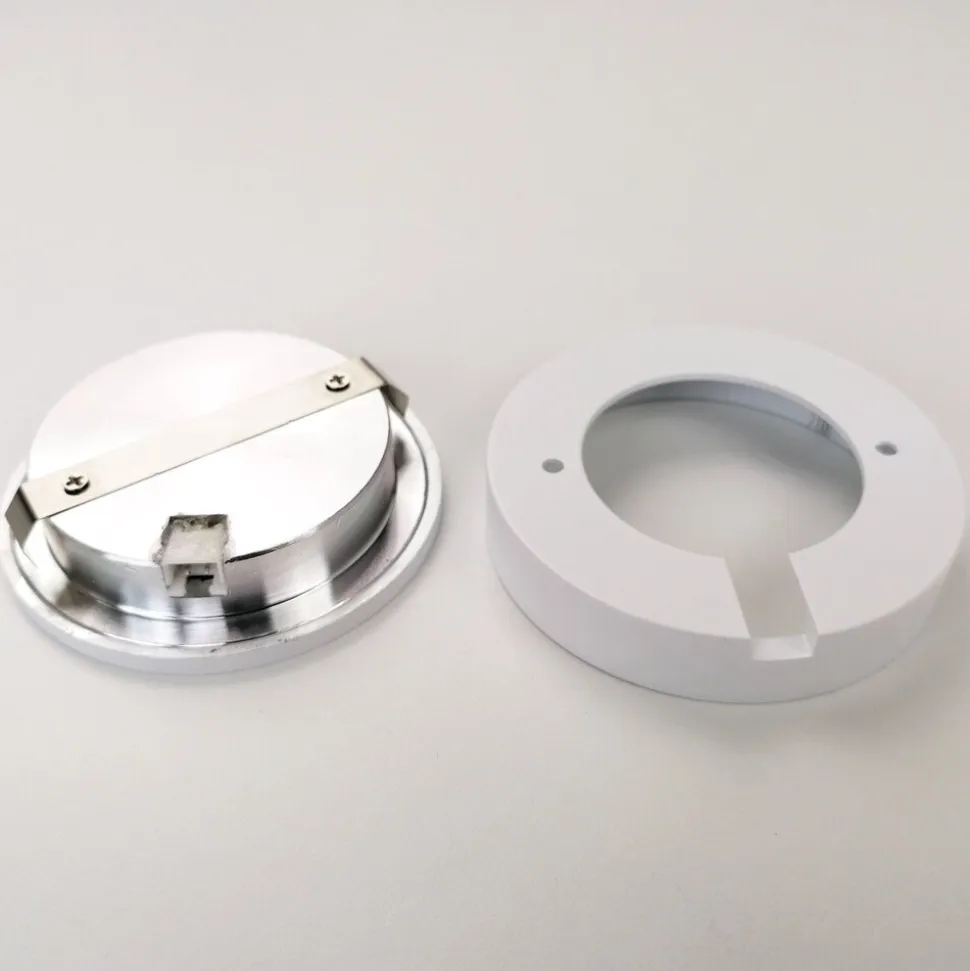kalb | 3er Set LED Einbauspot Unterbauspot Aluminium Weiß 12VDC 3 Watt Warmweiß 6,3 cm Ø Einbaustrahler für Möbel inkl. Aufsatzring