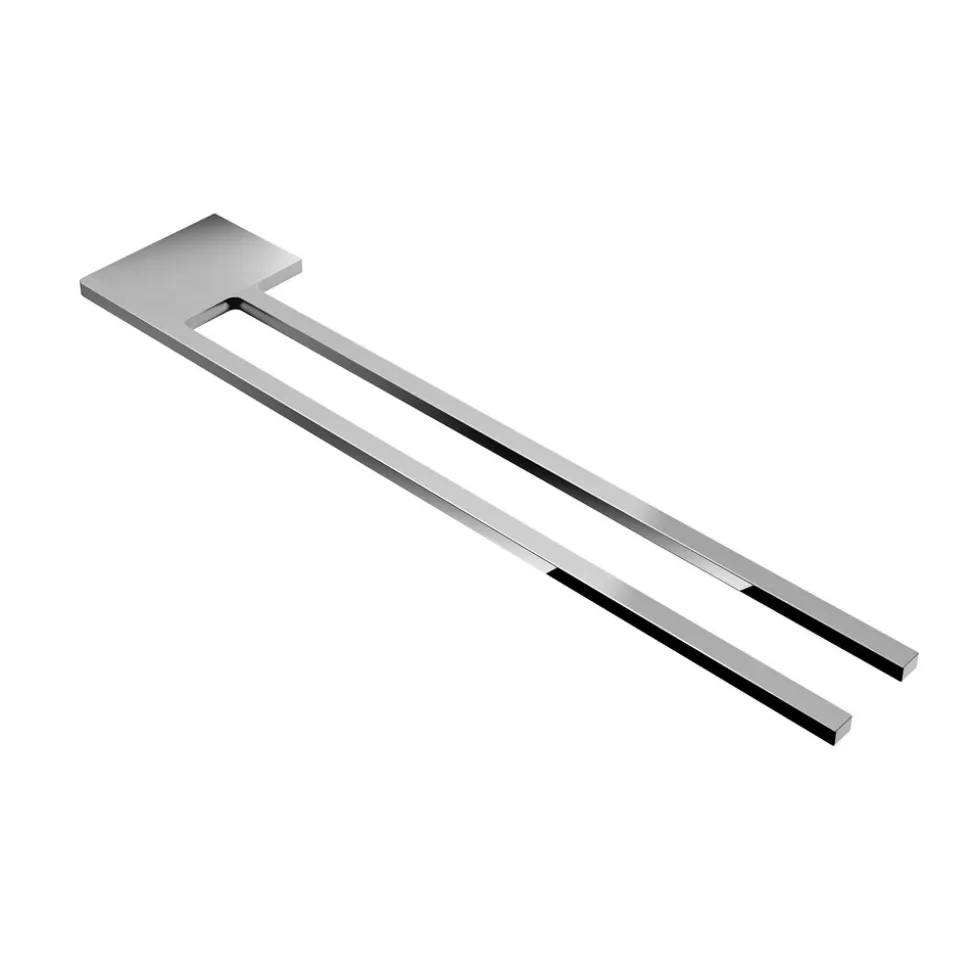 kalb | Handtuchhalter Slim mit zwei Stangen für Waschtisch, Chrom, Aluminium, Länge: 400mm, Höhe: 6mm, Tiefe: 80mm
