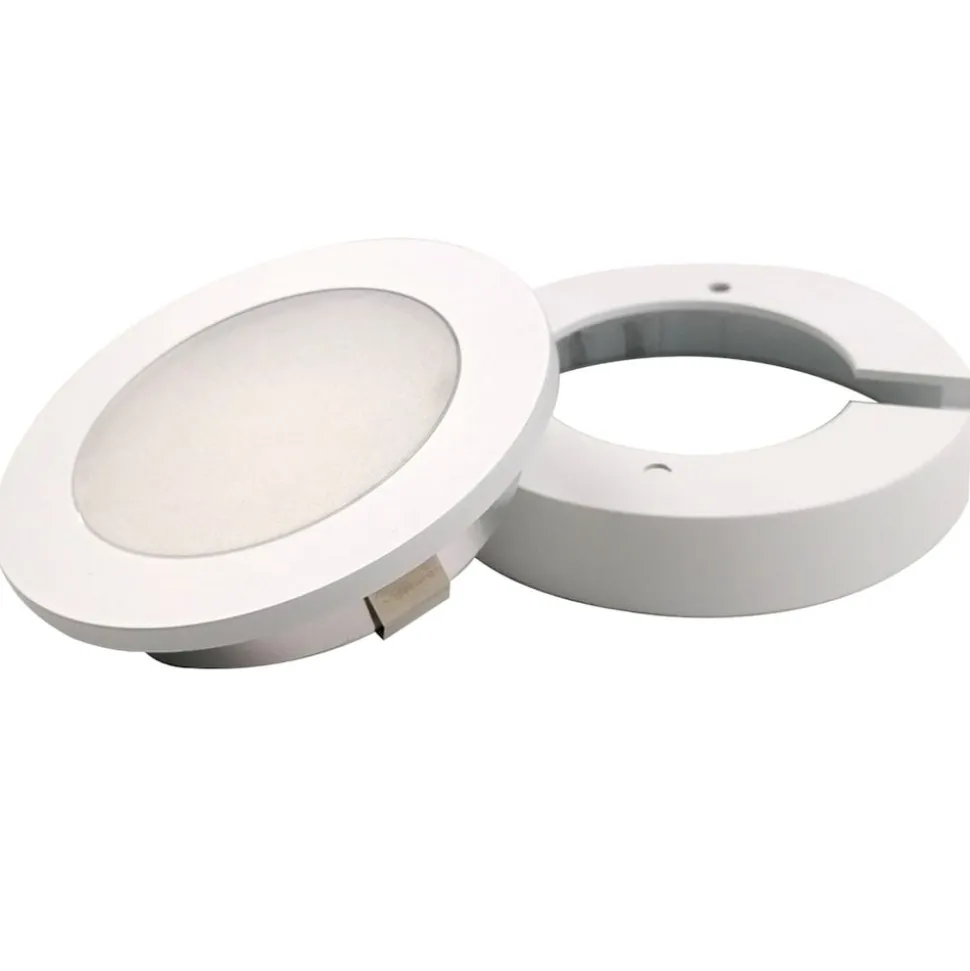 kalb | LED Einbauspot Unterbauspot Aluminium Weiß 12VDC 4 Watt Warmweiß 6,3cm Ø Einbaustrahler für Möbel inkl. Aufsatzring
