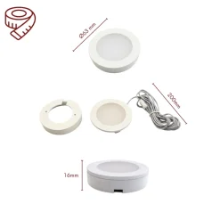 kalb | LED Einbauspot Unterbauspot Aluminium Weiß 12VDC 4 Watt Warmweiß 6,3cm Ø Einbaustrahler für Möbel inkl. Aufsatzring