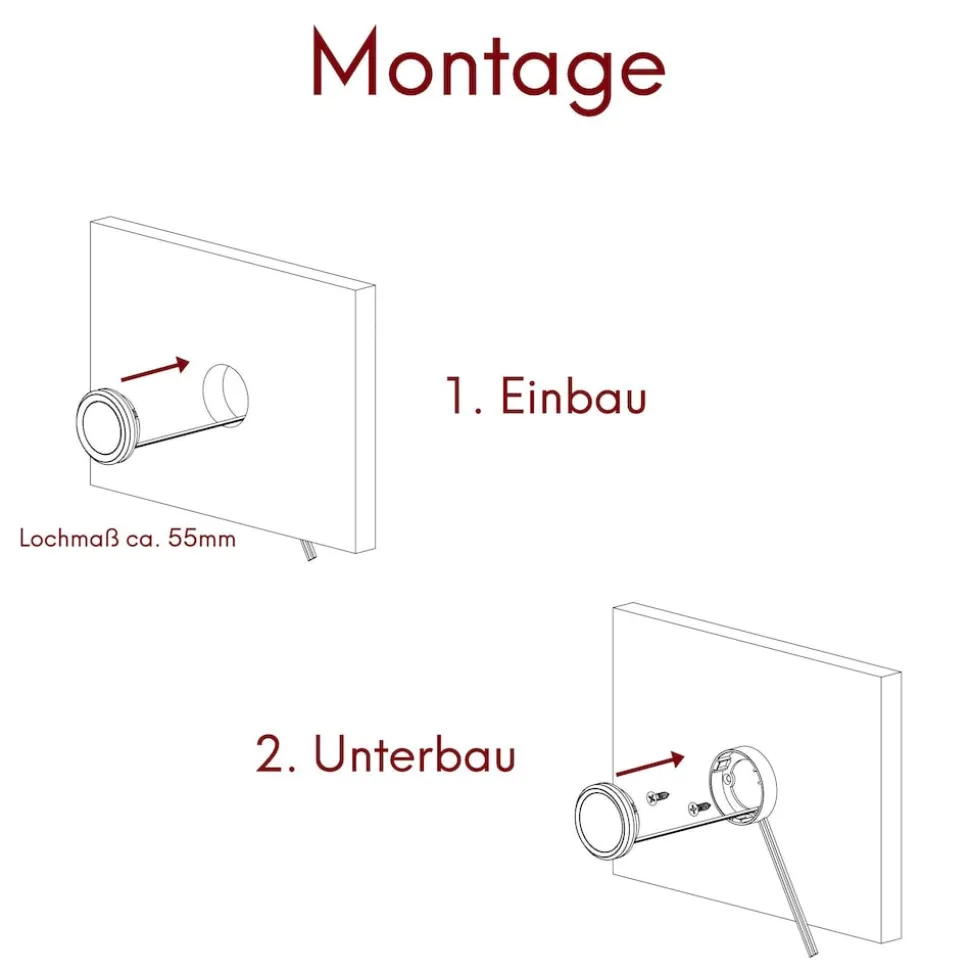 kalb | LED Einbauspot Unterbauspot Aluminium Weiß 12VDC 4 Watt Warmweiß 6,3cm Ø Einbaustrahler für Möbel inkl. Aufsatzring
