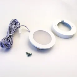 kalb | LED Einbauspot Unterbauspot Aluminium Weiß 12VDC 4 Watt Warmweiß 6,3cm Ø Einbaustrahler für Möbel inkl. Aufsatzring