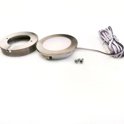 kalb | LED Einbauspot Unterbauspot Edelstahl gebürstet 12VDC 3 Watt Warmweiß 6,3 cm Ø Einbaustrahler für Möbel inkl. Aufsatzring