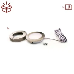 kalb | LED Einbauspot Unterbauspot Edelstahl gebürstet 12VDC 3 Watt Warmweiß 6,3 cm Ø Einbaustrahler für Möbel inkl. Aufsatzring