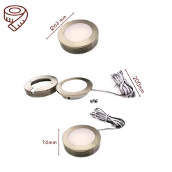 kalb | LED Einbauspot Unterbauspot Edelstahl gebürstet 12VDC 3 Watt Warmweiß 6,3 cm Ø Einbaustrahler für Möbel inkl. Aufsatzring
