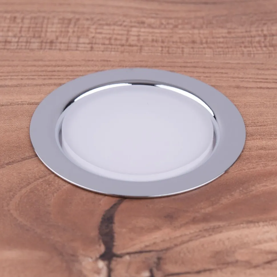 kalb | LED 12 VDC Einbauspot Einbaustrahler für Möbel, Metall-chrom mit ABS, 2W 3000k warmweiß