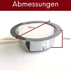 kalb | LED 12 VDC Einbauspot Einbaustrahler für Möbel, Metall-chrom mit ABS, 2W 3000k warmweiß