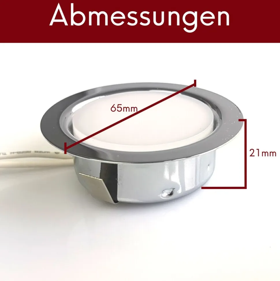 kalb | LED 12 VDC Einbauspot Einbaustrahler für Möbel, Metall-chrom mit ABS, 2W 3000k warmweiß
