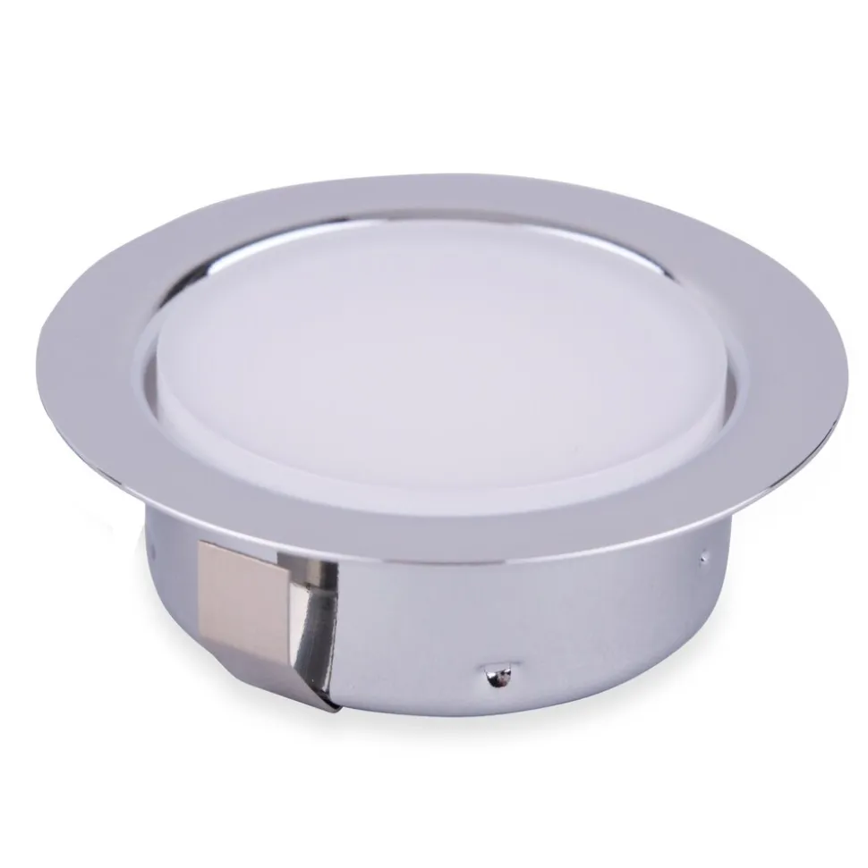 kalb | LED 12 VDC Einbauspot Einbaustrahler für Möbel, Metall-chrom mit ABS, 2W 3000k warmweiß