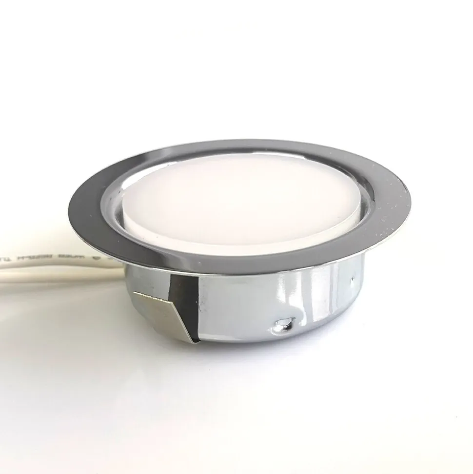 kalb | LED 12 VDC Einbauspot Einbaustrahler für Möbel, Metall-chrom mit ABS, 2W 3000k warmweiß