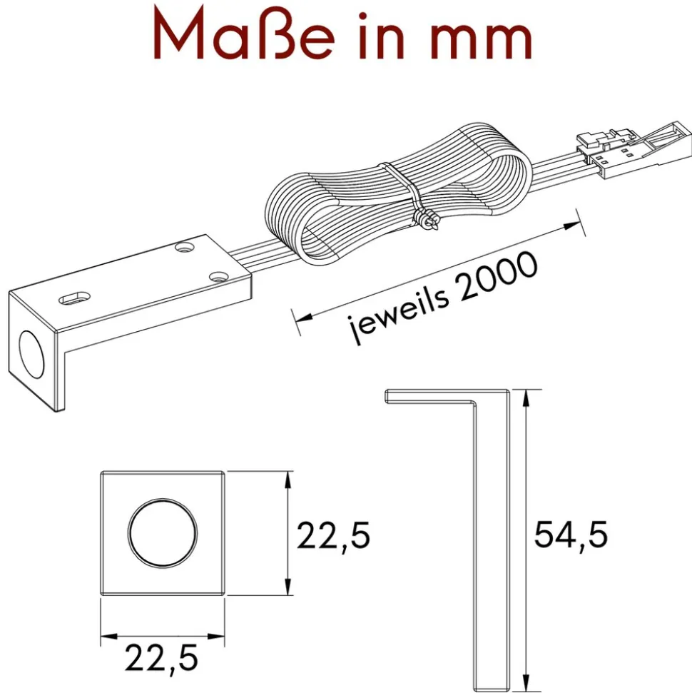 kalb | L-Schalter, Ein/Aus Dimmen, 200cm Ein- & Ausgangskabel, 12VDC, max. 3A