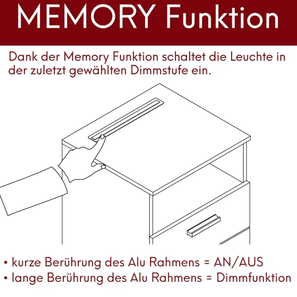 kalb | Mila - Nachtkonsole Nachttisch mit integriertem LED Licht, dimmbar Farbe: Eiche