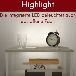 kalb | Mila - Nachtkonsole Nachttisch mit integriertem LED Licht, dimmbar Farbe: Eiche