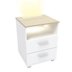 kalb | Mila - Nachtkonsole Nachttisch mit integriertem LED Licht, dimmbar Farbe: Eiche