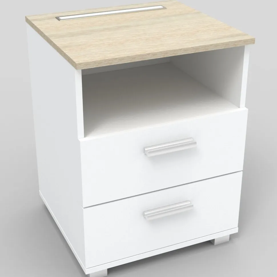 kalb | Mila - Nachtkonsole Nachttisch mit integriertem LED Licht, dimmbar Farbe: Eiche