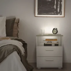 kalb | Mila - Nachtkonsole Nachttisch mit integriertem LED Licht, dimmbar Farbe: Eiche