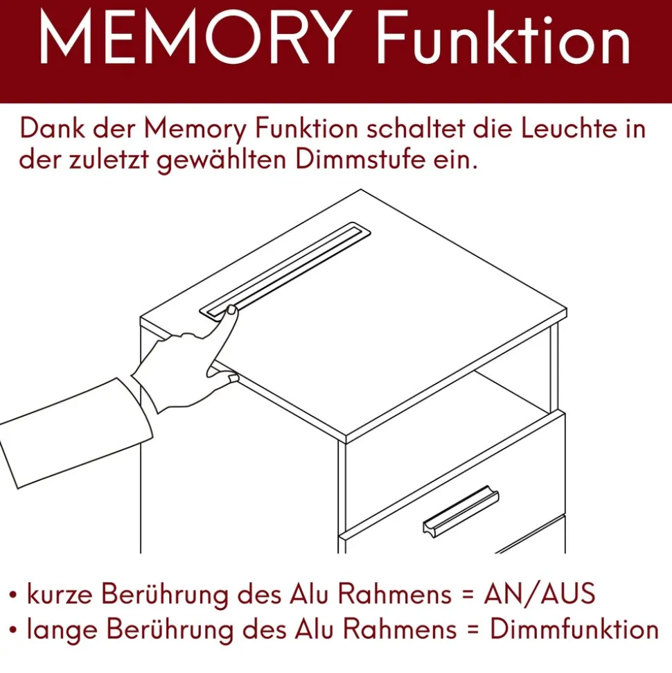 kalb | Mila - Nachtkonsole Nachttisch mit integriertem LED Licht, dimmbar Farbe: Eiche