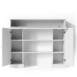 Kaminumrandung im Landhaus Stil mit Tür Umbau Rahmen Konsole 119,5x103 cm Weiß