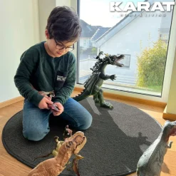 Karat homeliving Kinderspielteppich | Crocodile | Rund | Anthrazit
