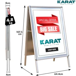 Karat homeliving Kundenstopper | Doppelseitig | Rahmen: 25 mm | Metallrückwand