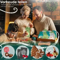 KESSER® Adventskalender zum Befüllen 24 Jutebeutel Gedruckte Stoffbeutel Kinder Weihnachtskalender zum Selber Befüllen Inkl.. 24x Schildchen + 1 Großer Aufbewahrungsbeutel Stoff