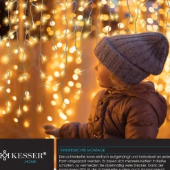 KESSER® LED Lichterkette inkl. Fernbedienung mit 8 Modi & Timer, Lichtervorhang mit mini LED´s