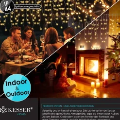 KESSER® LED Lichterkette inkl. Fernbedienung mit 8 Modi & Timer, Lichtervorhang mit mini LED´s