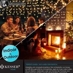KESSER® LED Lichterkette inkl. Fernbedienung mit 8 Modi & Timer, Lichtervorhang mit mini LED´s