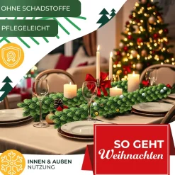 KESSER® Weihnachtsgirlande | Naturgetreues Tannengrün - wie echt - IP 44 Outdoor & Indoor Girlande - Treppen, Tür, Balkon, Weihnachtsdeko + Tasche - Dunkelgrün