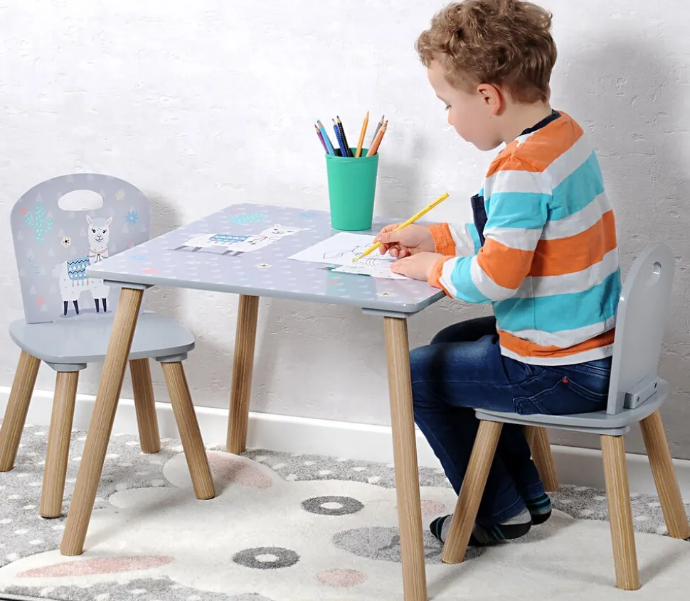 1 Kindertisch mit 2 Stühlen, FSC, Alpaka