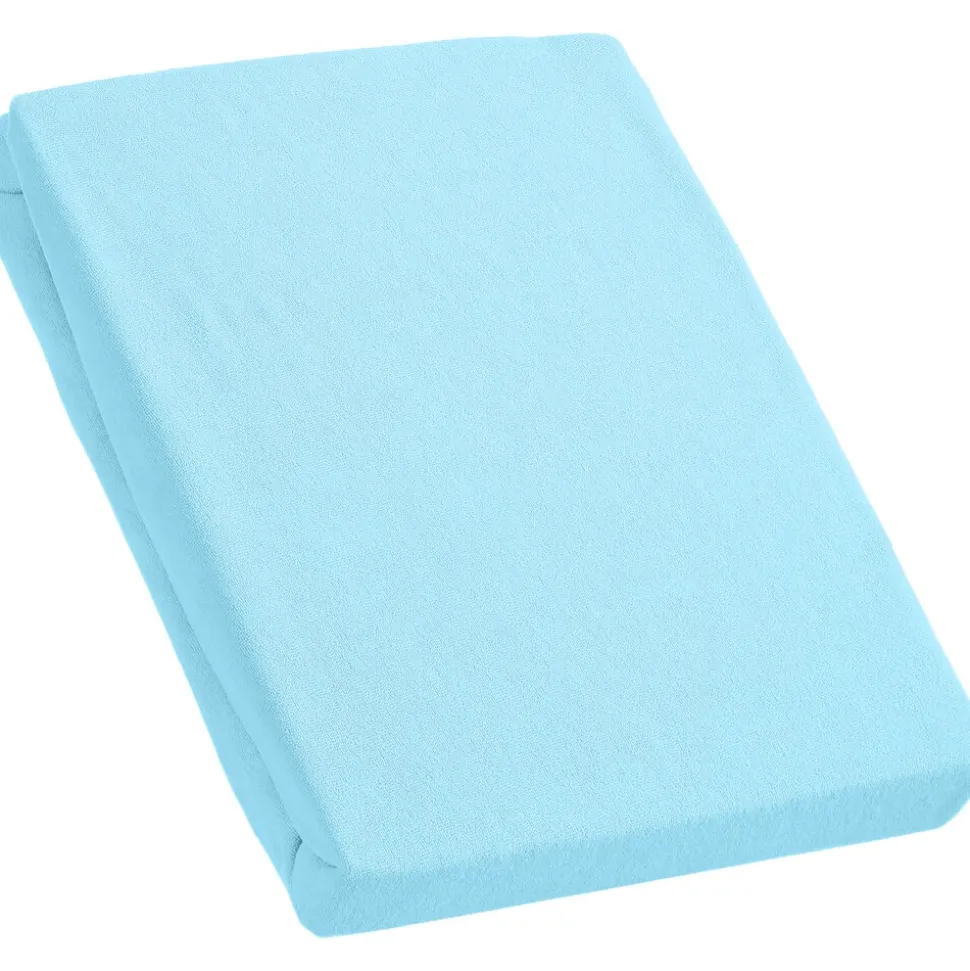 Kinzler Frottee Spannbetttuch, hellblau ca. 180 – 200 x 200 cm + 25 cm