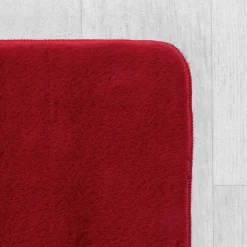 Kurzflorteppich Waschbar ISAR, einfarbig, aus Polyester, Rot, Ø 80 cm