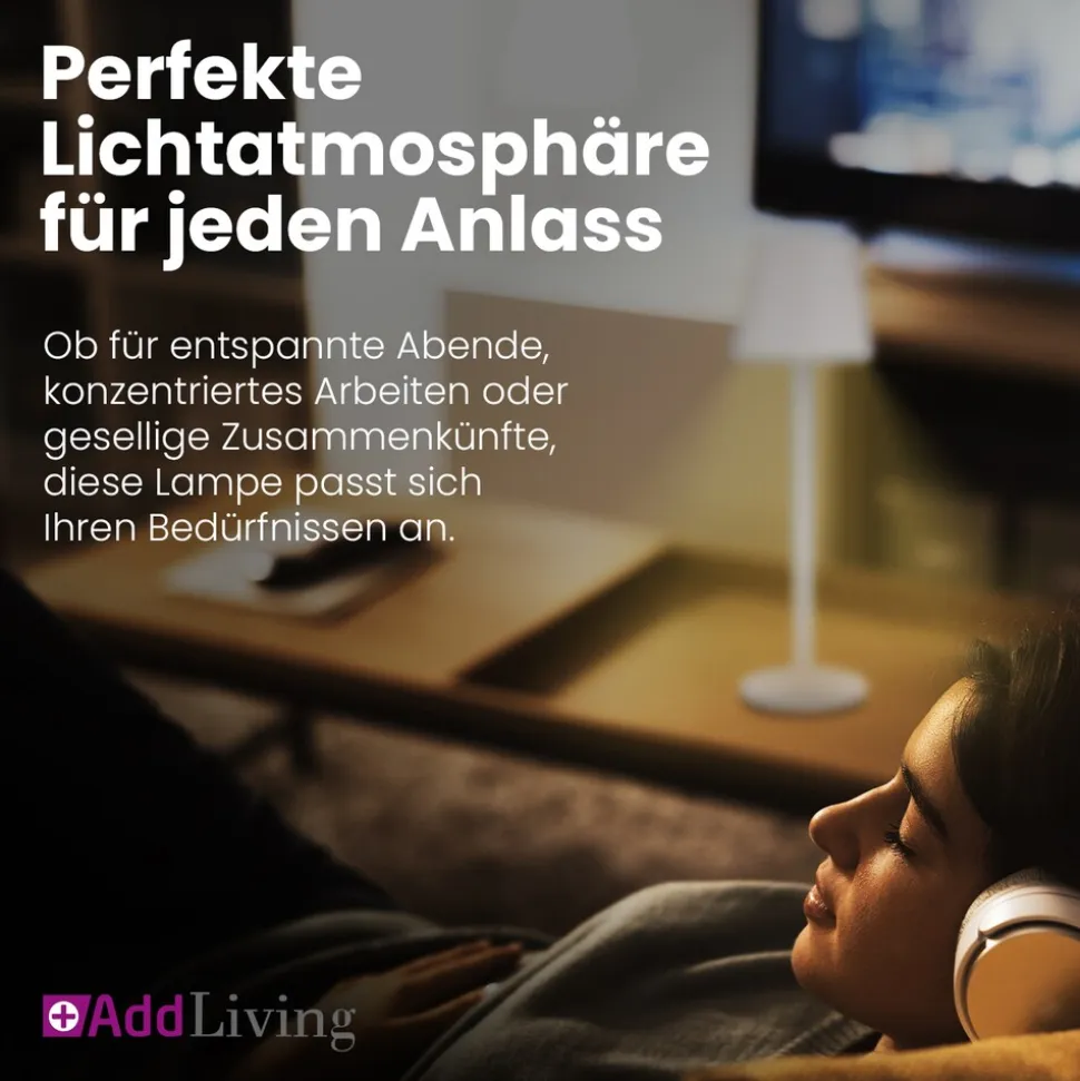 LED Tischleuchte FASHION dimmbar mit Touch Funktion 3 Lichtfarben IP44 12h Akku weiß