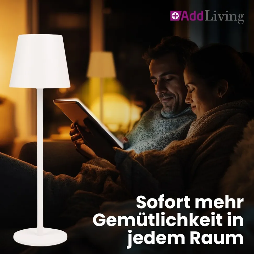 LED Tischleuchte FASHION dimmbar mit Touch Funktion 3 Lichtfarben IP44 12h Akku weiß