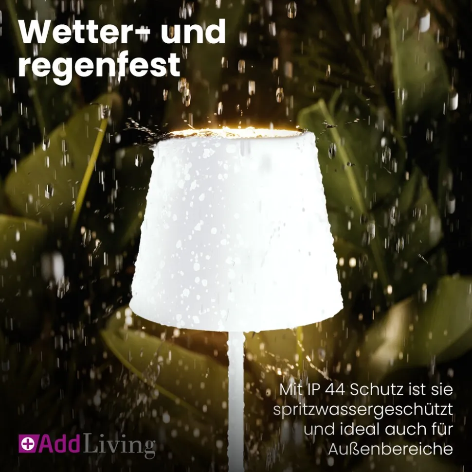 LED Tischleuchte FASHION dimmbar mit Touch Funktion 3 Lichtfarben IP44 12h Akku weiß