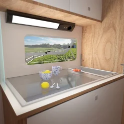 LED Unterbauleuchte mit Schalter und Steckdose, 230VAC Anschluss, 3000 Kelvin, USB-Port Typ A u. C, Aluminium + ABS, IP20 schwarz