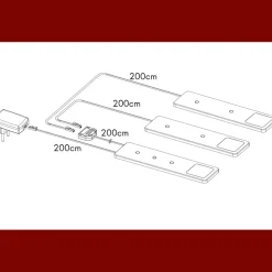 LED Unterbauleuchten SET Solid2, silbergrau mit mech. Schalter, 3W, 200cm Kabellänge, 2er Set warmweiss