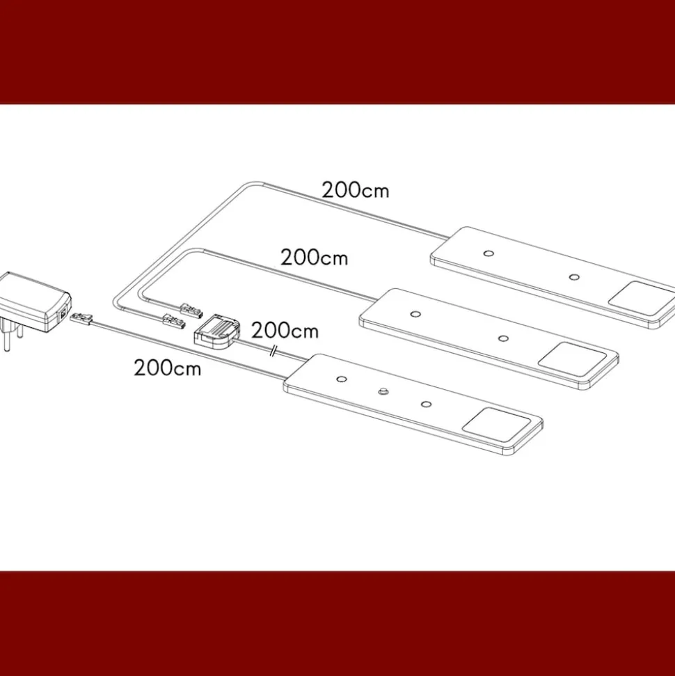 LED Unterbauleuchten SET Solid2, silbergrau mit mech. Schalter, 3W, 200cm Kabellänge, 2er Set warmweiss