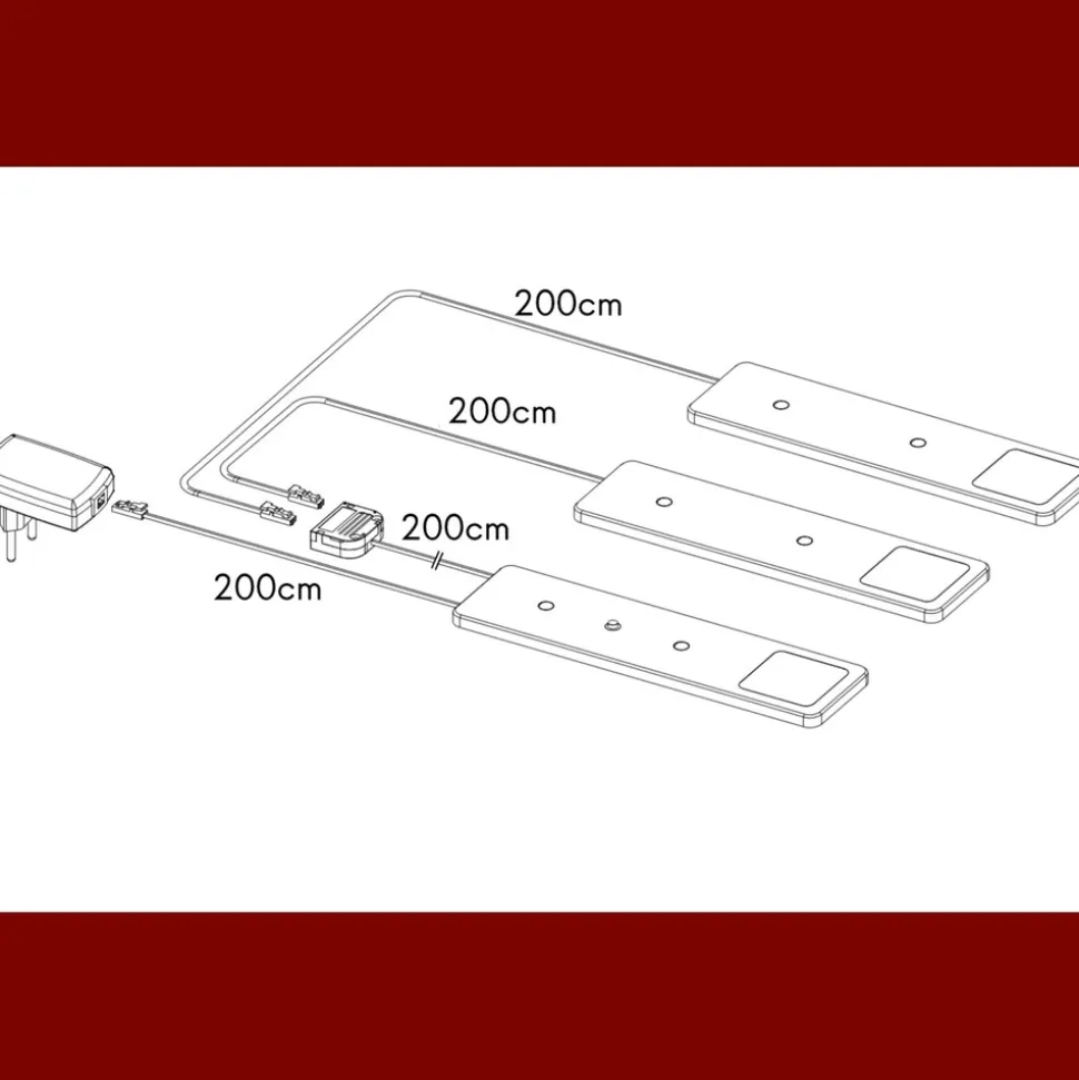 LED Unterbauleuchten SET Solid2, silbergrau mit mech. Schalter, 3W, 200cm Kabellänge, 2er Set warmweiss