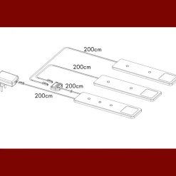 LED Unterbauleuchten SET Solid2, silbergrau mit mech. Schalter, 3W, 200cm Kabellänge, 2er Set warmweiss