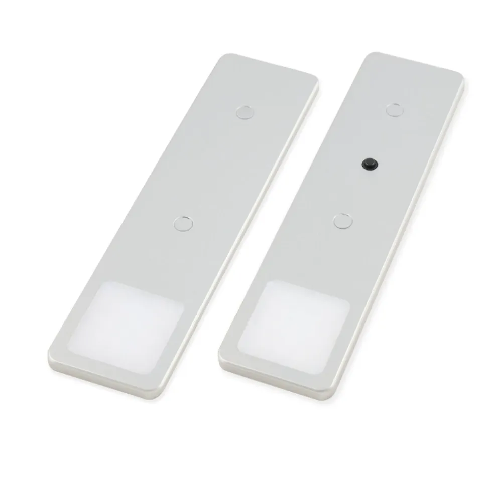 LED Unterbauleuchten SET Solid2, silbergrau mit mech. Schalter, 3W, 200cm Kabellänge, 2er Set warmweiss
